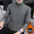 Men Sweater Half High Collar Long Sleeves Stretchy Men T-shirt Autumn Winter Double Sided Velvet Bottoming Business Top. 