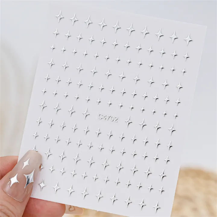5pcs%203D%20Ranbom%20Mix%20Shape%20Silver%20Nail%20Nail%20Art%20Decoration%20Stickers%20Luxury%20Kawaii%20Star%20Series%20Sliders%20Decals%20Nail%20Accessories%20DIY%20-%20Image%203