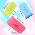 5V 1A 3-Port USB Wall Charger Adapter Candy Color For Mobile Phone Travel IPhone Charging Adapter With Indicator For Android Box. 