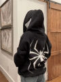 Embroideried Spider Full Zip Up Hoodies Women Men Long Sleeve Loose Jacket Hood Shirt Harajuku Hip Hop Streetwear Y2K Sweatshirt. 