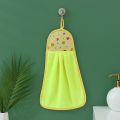 Print Coral Fleece Microfiber Hanging Hand Towel Cute Kids Washcoloths Quick Dry Thicken Cleaning Cloths Wipes Rags for Kitchen & Bathroom 38*30cm.