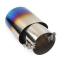 Car Exhaust Tail End Pipe Universal Car Exhaust Muffler Tip Round Stainless Steel Car Tail Rear Round Exhaust Pipe Tail Muffler Tip Pipe Inlet 63mm (Color : Baked blue straight). 