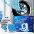 12 Pcs Washing Machine Cleaner Descaler Deep Cleaning Tablets For Front Loader Top Load Washer Laundry Tub Safe Deodorizer washing machine cleaner tablet. 