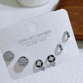 SLBABY Silver Three-Pair Combo Set Stud Earrings Women's 925 Silver Pin Korean Version New Exquisite and Versatile Earrings. 