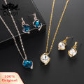 Carat Women Square Rhinestone Pendant Necklace Ear Stud Earrings Party Jewelry Set. 