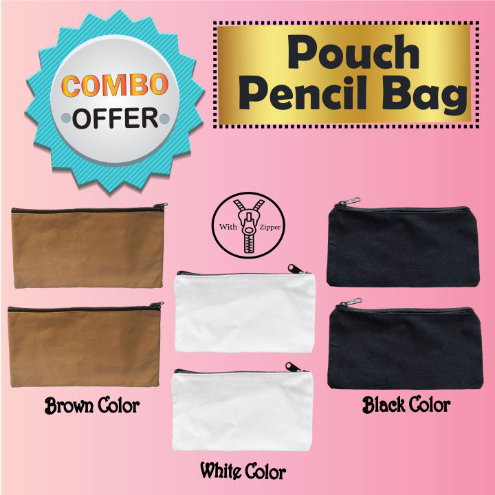Pouch Pencil Bag with Zipper for College University Student & Fashionable Women With 2 in 1 Combo offer