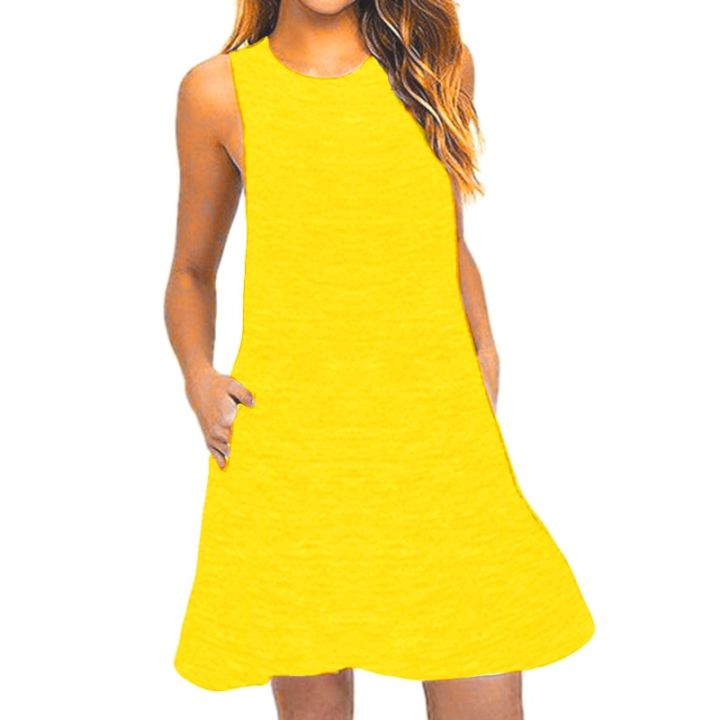 Women's%20Summer%20Casual%20Swing%20T-Shirt%20Dresses%20Beach%20Cover%20Up%20With%20Pockets%20Plus%20Size%20Loose%20T-shirt%20Dress%20-%20Image%204