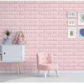 3D Self-Adhesive Foam Wall Stickers for Living Room, Bedroom, Kitchen, Kids Room, Waterproof, Anti-Collision, Easy to Install (White,Pink, 1,2,3,4 Square Feet).