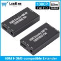 60M HDMI-compatible Extender Over IP Network Extender 1080P HDMI Transmitter by RJ45 CAT5e CAT6 LAN Extensor Like HDMI Splitter.