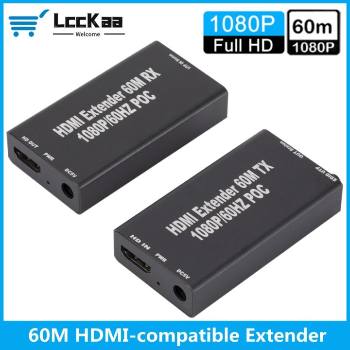 60M HDMI-compatible Extender Over IP Network Extender 1080P HDMI Transmitter by RJ45 CAT5e CAT6 LAN Extensor Like HDMI Splitter