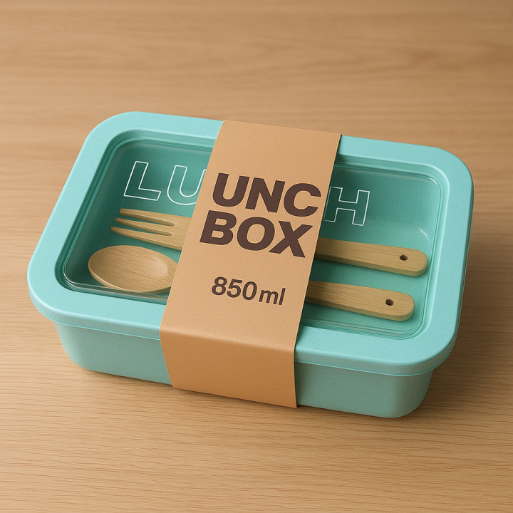 Premium 850ml Eco-Friendly Lunch Box with Spoon & Fork – Portable Food Storage Container Inva Gadget