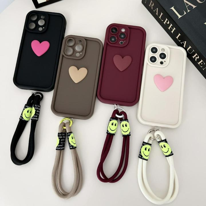 For Huawei Y9a Case Huawei FRL-22, FRL-23, FRL-L22, FRL-L23 Phone case 3D Love Heart+Lanyard Silicone Soft Cover Fundas