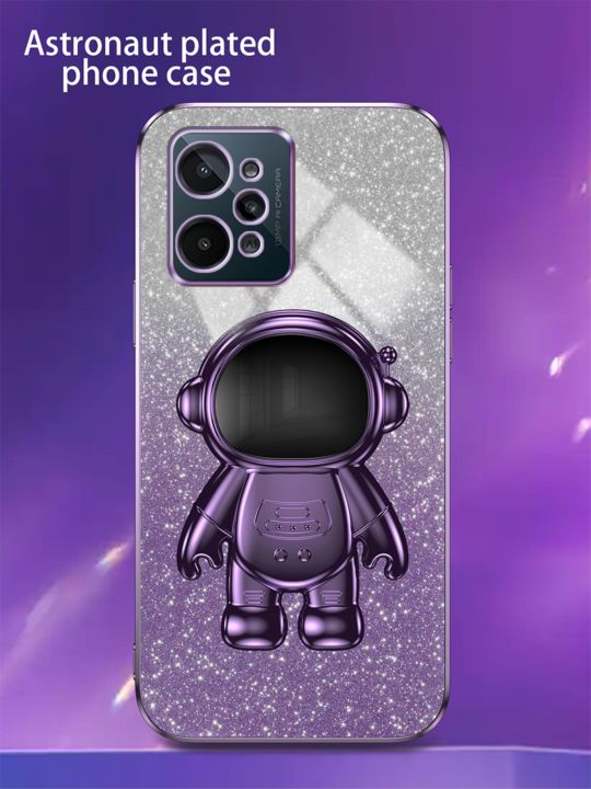AnDyH%20Phone%20Case%20for%20OPPO%20Realme%20C31%204G%20Flash%20Powder%20Gradient%20Plating%20Casing%20with%20Astronaut%20Stand%20-%20Image%207