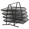 4-Tier File Rack Metal Mesh Letter Tray Triangular Rack Desk Document Organizer File Tray for Office/School/Home. 