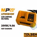 TOLSEN 20VDC Li-ion Battery Charger 110W For charging TOLSEN 20V 4.0Ah battery ( 87474 ) Model: 87486. 