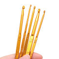 5pcs Weave Craft Sweater Knitting Metal Handle Craft Needles Golden Alumina Double End Crochet Hook Knitting Needle Set. 