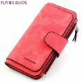 【Hannah Martin Store】New Buckle Ladies Korean Version Big Three Fold Fashion Multi-card Women's Frosted PU Ladies wallet.