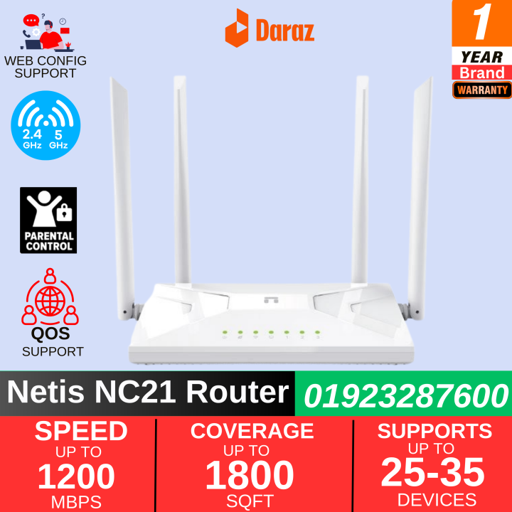 Netis NC21 AC1200 Dual Band 4 Antenna Gigabit Mesh Router