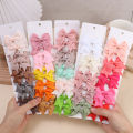10Pcs/Set Ribbon Bowknot Hair Clips For Girls Handmade Cute Bows Hairpin Barrettes Headwear Kids Hair Accessories.