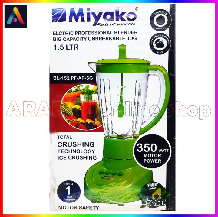 Miyako Professional Blender Unbreakable Jug 1.5 LTR BL-152 PF-AP-SG (Made in Indonesia)