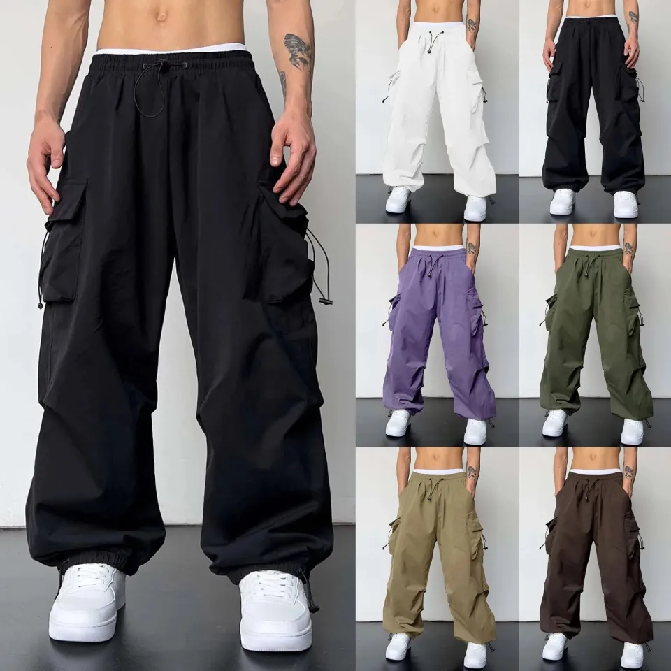 big-discount】 Cargo Parachute Pants Men Harajuku Oversized
