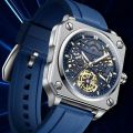 2024 New BINBOND H1133 Tourbillon Mechanical Watch Men Automatic Steel Strap Skeleton Mens Watches Top Brand Luxury BOX. 