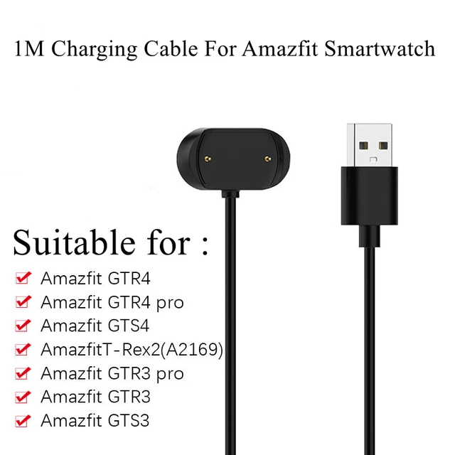 Charging Cable For Amazfit GTS3 GTR3 GTR 3 PRO T-Rex2 GTS4 GTR 4 Smartwatch Charger Cradle Fast Charging Cable