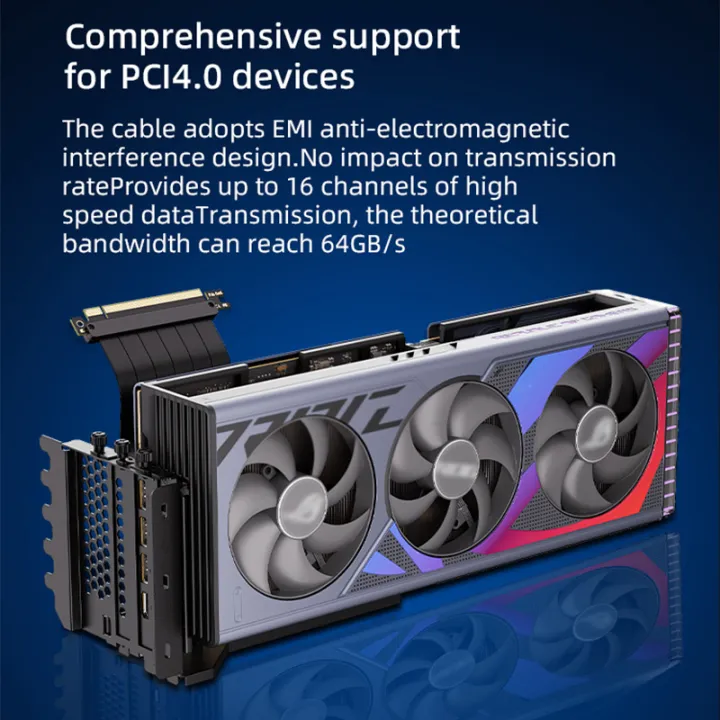 TEUCER%20Vertical%20GPU%20Mounting%20Bracket%20Graphics%20Card%20Holder%20Kit%20with%2020cm%20PCI-E%204.0%20x16%20Anti-interference%20Riser%20Cable%2090%20Degree%20-%20Image%204