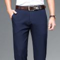 Spring Autumn Men's Casual Pants Classic Pure Color Loose Straight Business Office Daily Trousers Male Clothing Black Blue Green.