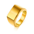 European and American cross-border ins fashion simple glossy 18MM rectangular titanium steel stainless steel ring with laser logo for women.