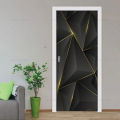 3D Geometric Door Stickers Home Decoration Black and White Abstract Lines Whole Door Mural Cover Self-adhesive Living Room. 