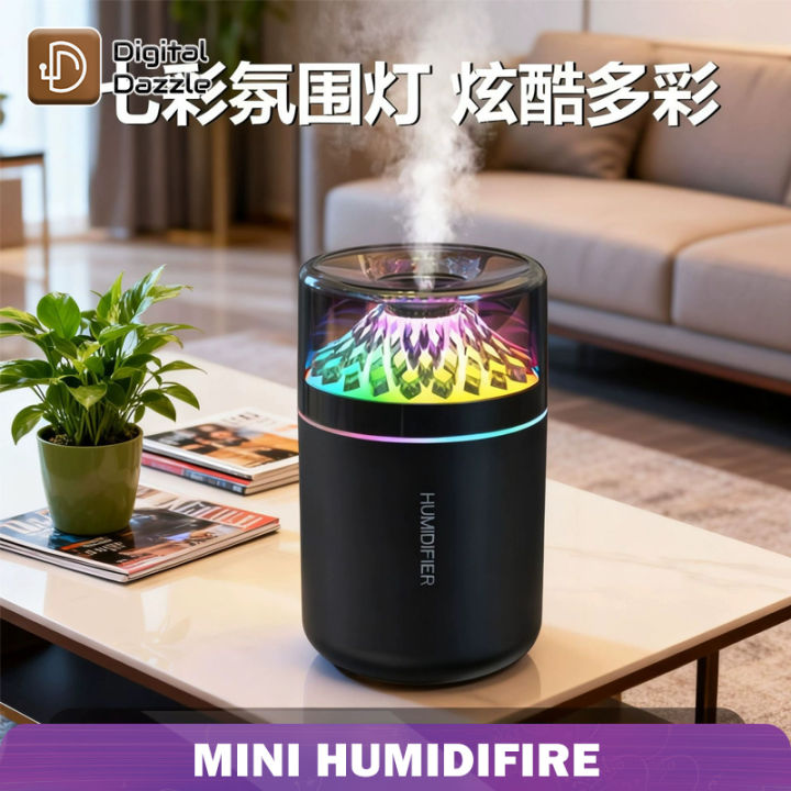 Mini Humidifier Air Purifier 180ML USB Aroma Essential Oil Diffuser Creative Volcano Color Light Mist Spray for Car Home Bedroom Humidifier Air Purifier