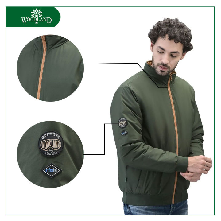 WOODLAND%20Men%20Olive/Mustrad%20Full%20Zipper%20Reversible%20Jacket%20-%20Image%204