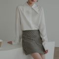 Women White Pointed Collar Shirt Solid Color Full Sleeve Shirt Women Safari Style Spring Summer New Temperament Lightweight Lq22. 