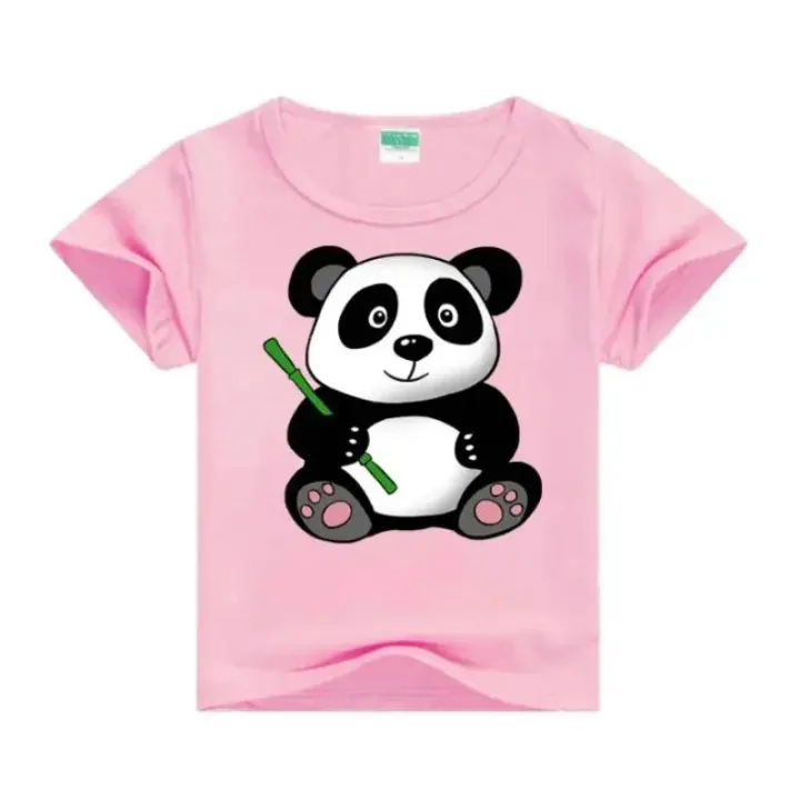 Kids Cartoon Funny Panda T-shirts Summer Costume Baby Boys Girls Clothing Children T Shirts Children's Wear