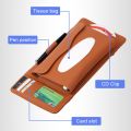 (New)DERANFU 3 In 1 Lichee Texture Multi-function Car Hang Type Leather Towel Box with Card Slot y CD Slot.