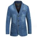 Men's Denim Blazer Fashion Jean Jacket Men Suits Collar Business Coat Denim Outwear.