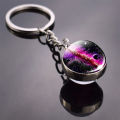 Planet Moon Earth Sun Glass Ball Pendant Car Key Chain Keyring Bag Hanging Decor. 