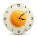 Sunny Side Up Fried Egg Kitchen Decor Acrylic Wall Clock Breakfast Food Resturant Wall Art Dining Room Silent Wall Hanging Watch.