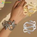 Euramerican Punk Metal Exaggerated Snake Shaped Armband Bracelet Retro Trendy Charm Cuff Bangle Personalized Opening Adjustable Jewelry Accessories.