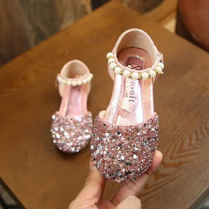 Lovely%20Princess%20Wedding%20shoes%20girls%20summer%20fashion%20element%20mary%20jane%20sandals%20pearl%20Sequins%20flat%20Rubber%20insole%20-%20Image%204