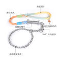 Stainless steel automatic elastic telescopic explosion-proof pet traction rope training large dog chain collar. 