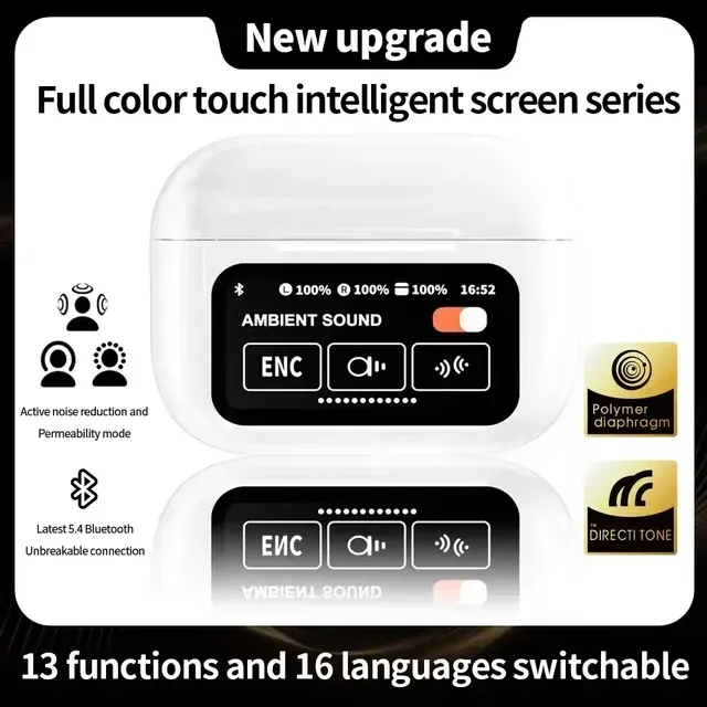 Airpods%20A9%20Pro%20Earbuds%202024%20TWS%20In-Ear%20Earbuds%20ANC/ENC%20Wireless%20Earphones%20LED%20Touch%20Screen%20%20Noise%20Cancelling%20LED%20Alarm%20Clock%20-%20Image%203