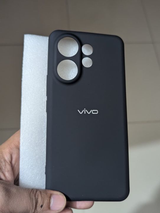 Vivo V60 5G, Slim Fit Silky And Soft Touch Finish Silicone Matte Finish TPU - Black (With Logo)