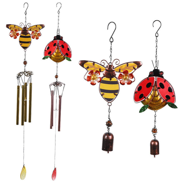 Bee Beetle Glass Painted Wind Chime Pendant