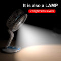 Folding Rechargeable Table Fan with LED Light Desktop Portable Mini Fan. 