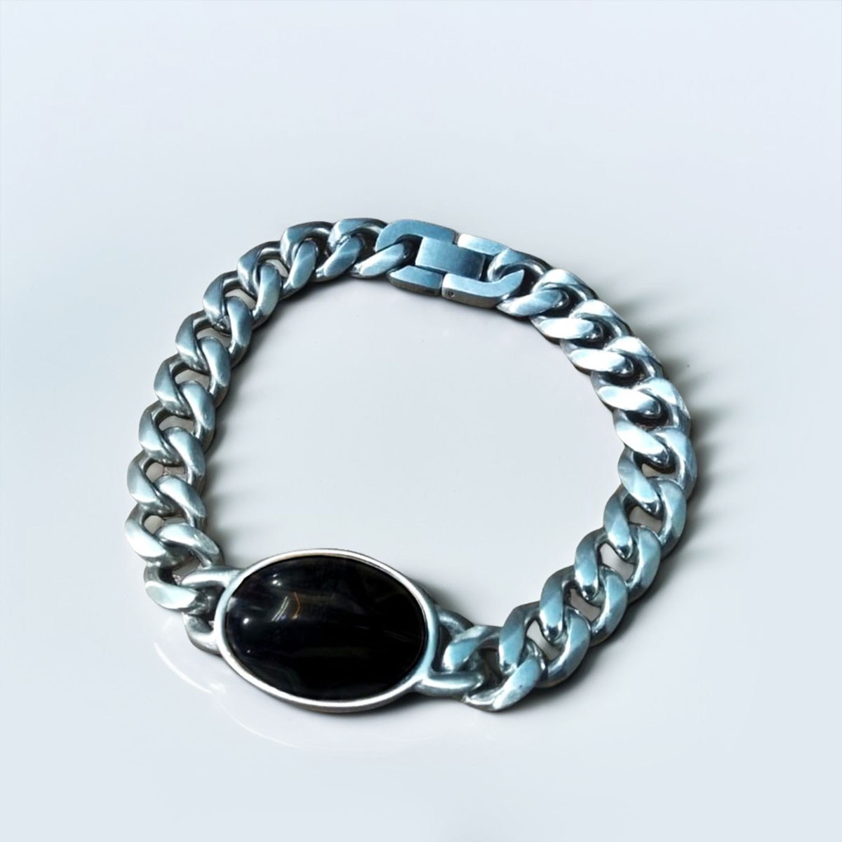 Salman Khan Stainless Steel Bracelet with Orange Stripe, 21cm, Glossy Silver, Crock Lock, Durable Design for Men