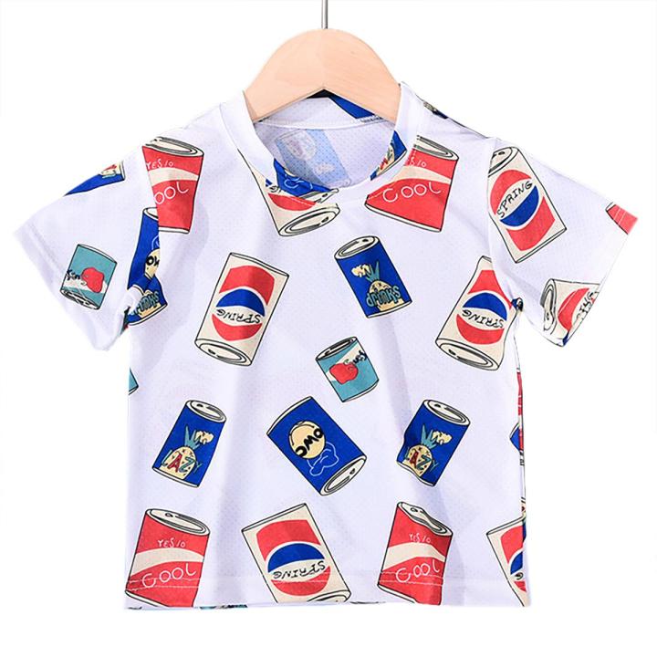 GC Toddler Short Sleeves Shirt Cute Cartoons Printed Tees Crew Neck Graphic T-Shirt Lightweight Breathable Tops