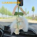 Hand-woven Pendants 2 Pcs Flores Convallariae Knitted Contrast Color Soft Fabric Diy Material Shoulder Bag Schoolbag Decor Car Interior Pendant Shoulder Bag Decor Pendants. 