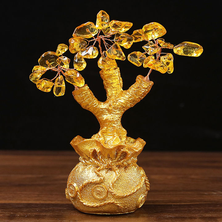 1pc Chinese Yuanbao Money Fortune Tree Wealth Luck Ornaments Small Feng ...
